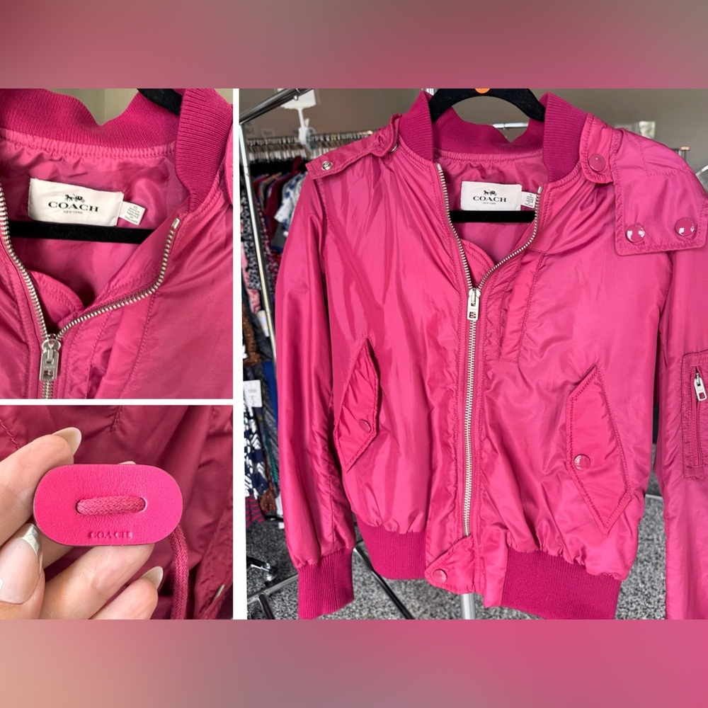 Coach Fuchsia Zip-Up Jacket